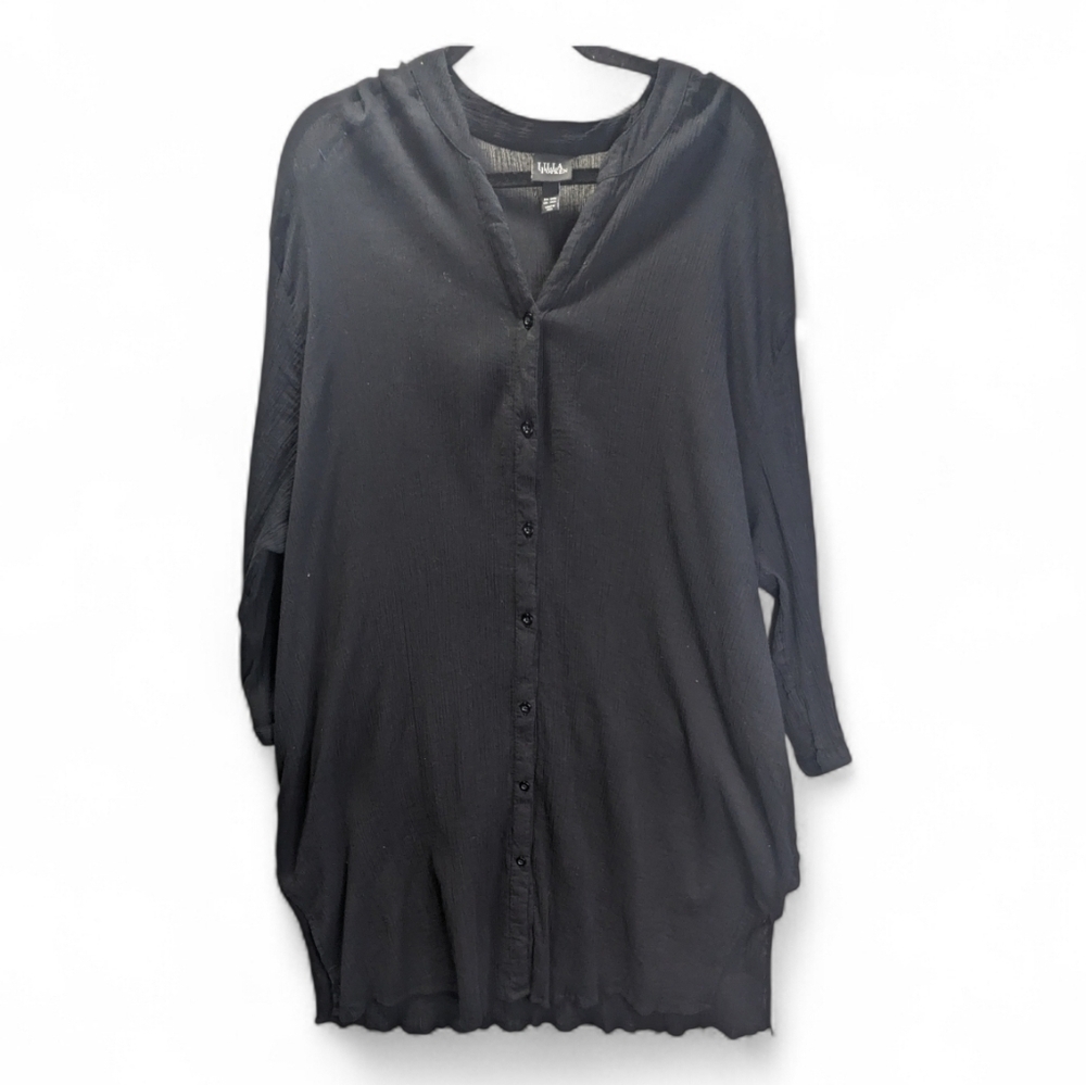 Ulla Popken Plus Size Black Swim Coverup Cottagecore Beachy Size 24/26
